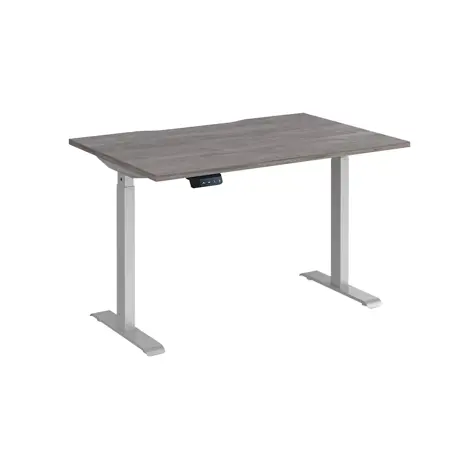 Elev8 Contract Straight Sit-Stand Desk - 1200 - Silver - Grey Oak